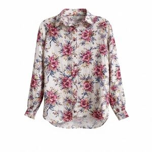 VINTAGE EUC 80's Capacity Beautiful Floral Rayon Boho Cottage Blouse